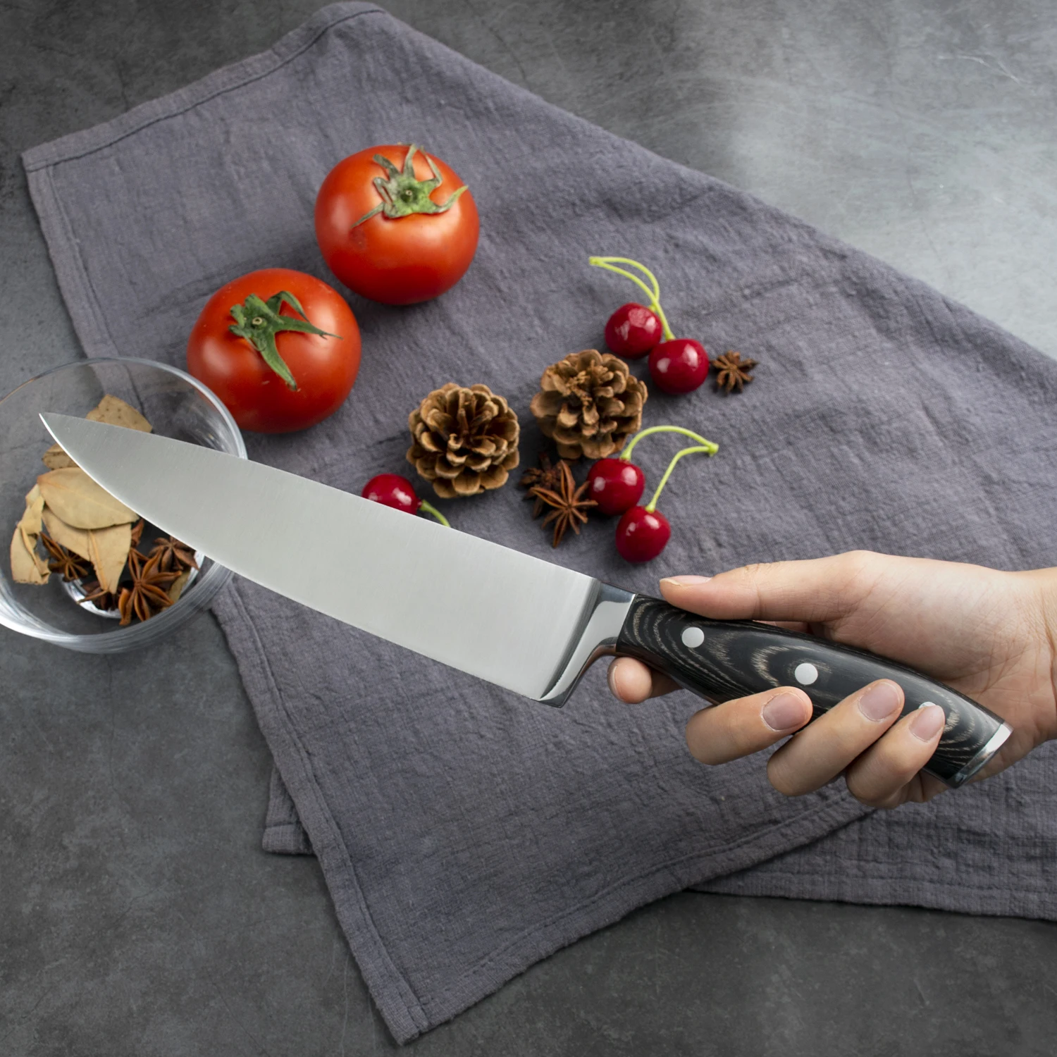 Professional High Quality 8 inch Pakka Wood Handle Kitchen Chef Knife Kitchen Stainless Steel Chef Knife