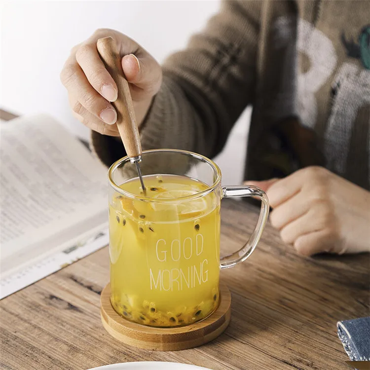 Glass Coffee Mugs Large Wide Mouth Mocha Hot Beverage Mugs Clear Espresso Cups with Handle Lead-Free Drinking Glassware