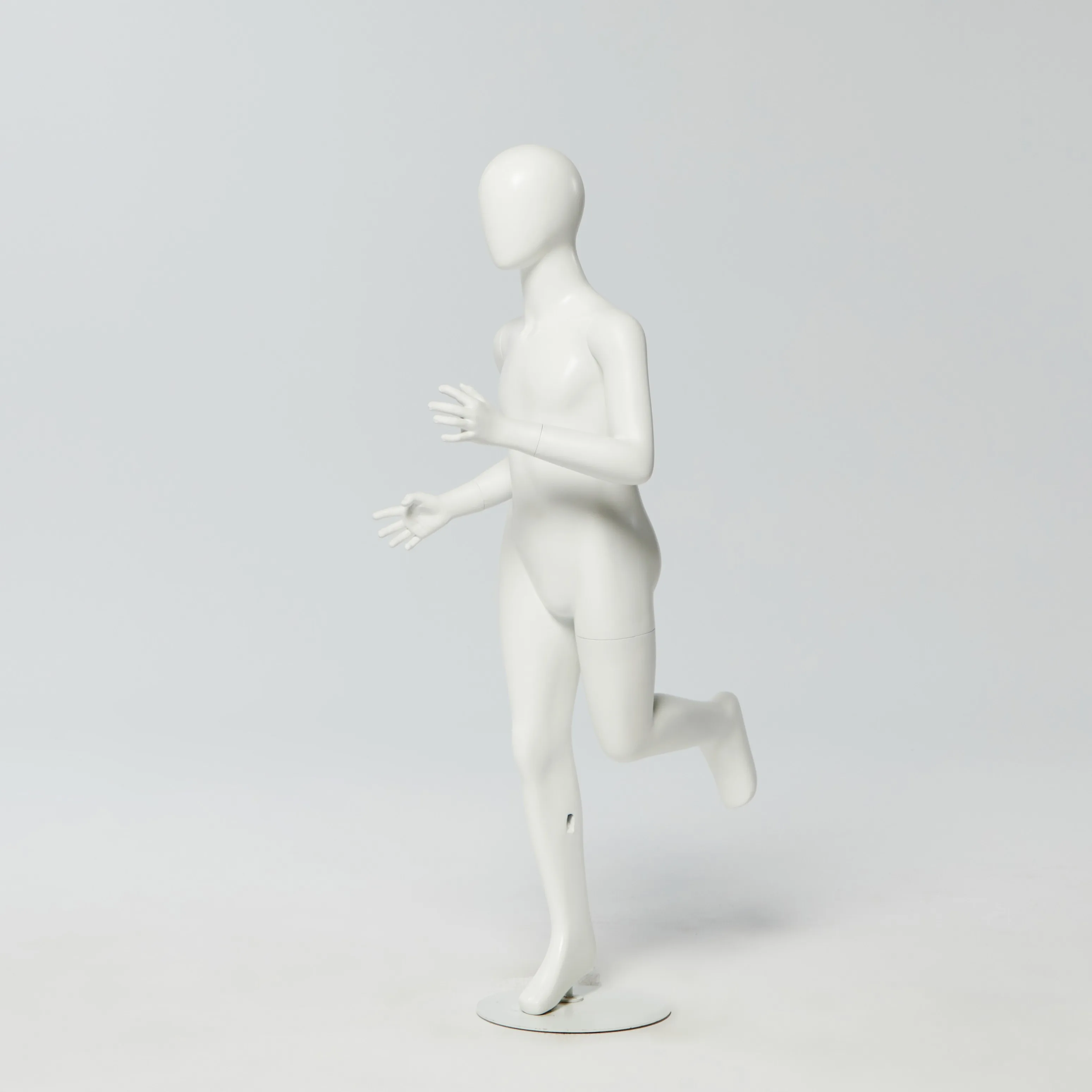Fashion store Window Display Full Body  Egg face Matte White Kid running Mannequin