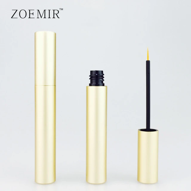 Aluminum eyeliner tube container golden liquid eyeliner bottle with nylon brush make your own brand