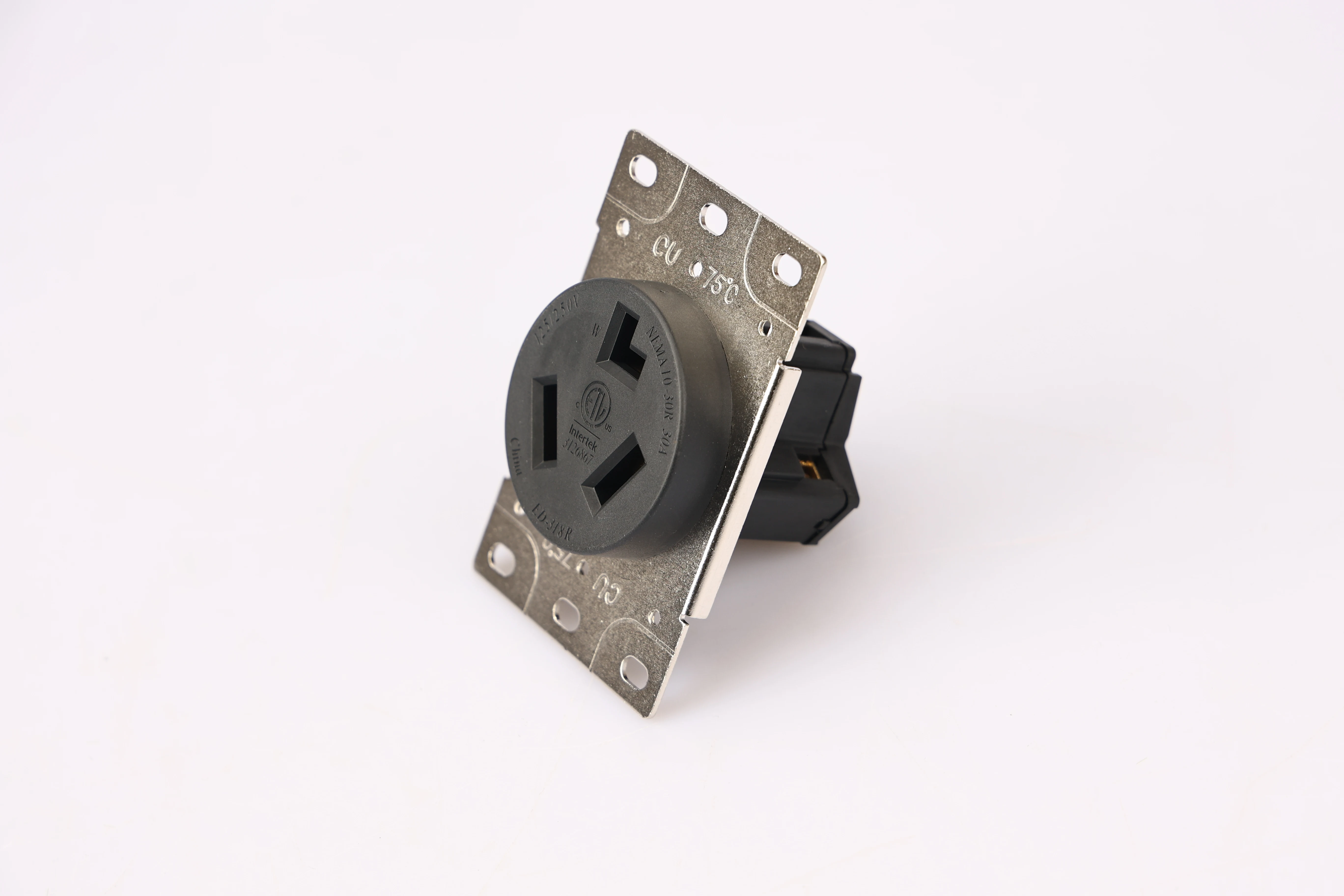 CAMPING&HOME Flush Mounting Receptacle 10-30R 30A 125/250V 3Pole 3Wire No Grounding Straight Blade Outlet for Electric Dryers