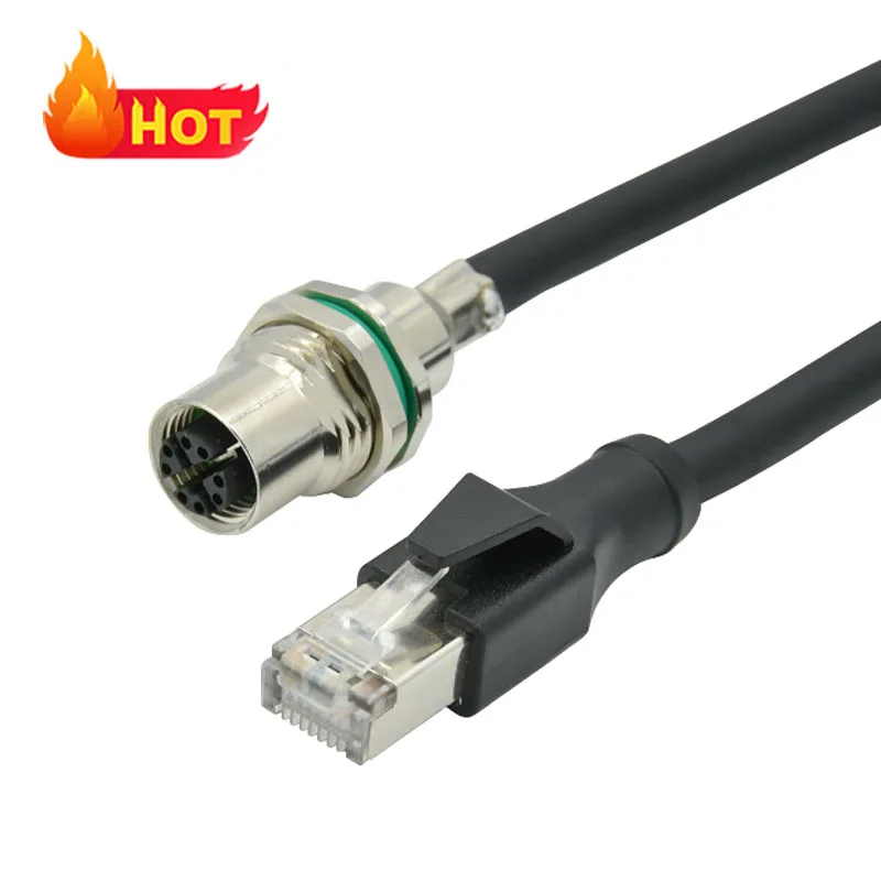 Rigoal M12 Connector RJ45 Cable Joiner M12 8-Pin X-Code Male to RJ45 connector manufacturers