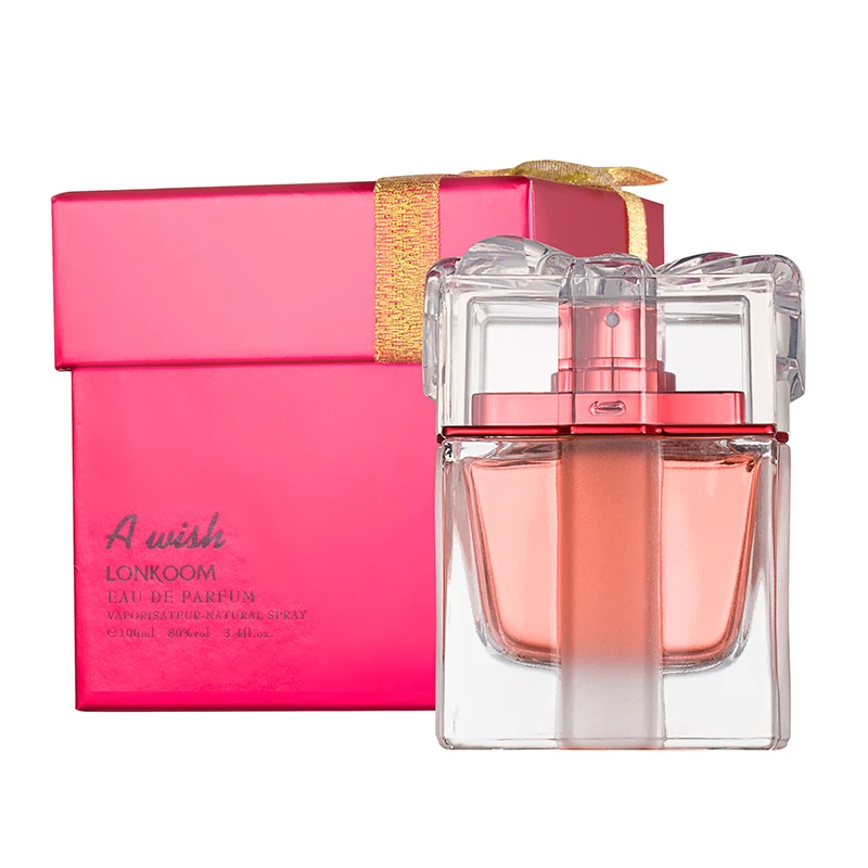 LOK890 hot sale high quality 100ml A WISH FOR red glass bottle LONKOOM perfume for woman