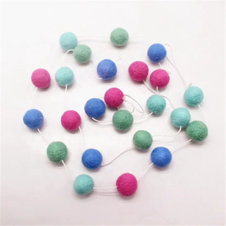 
Amazon top seller 2020 Felt Ball Garlands christmas wool felt ball garland 