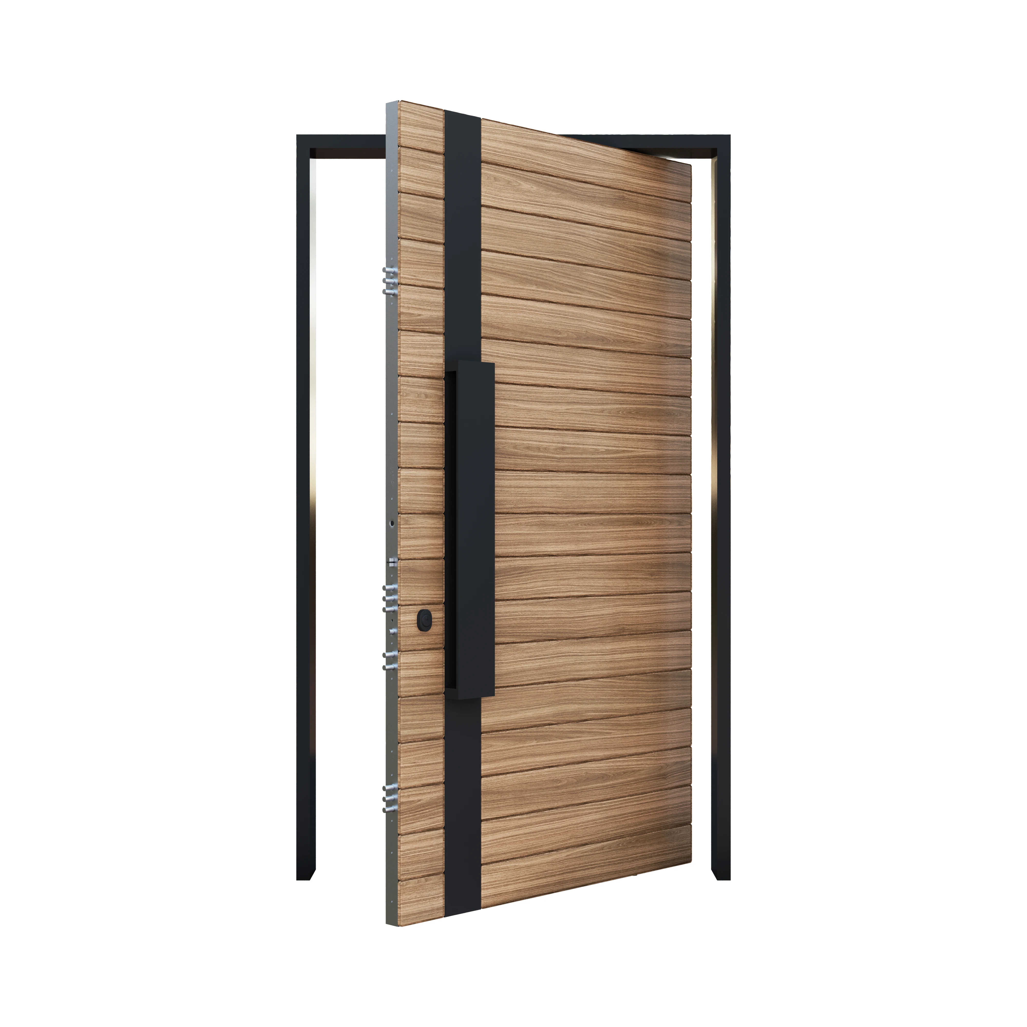 Modern style exterior pivot metal entry double stainless steel security door systems with glass inserts