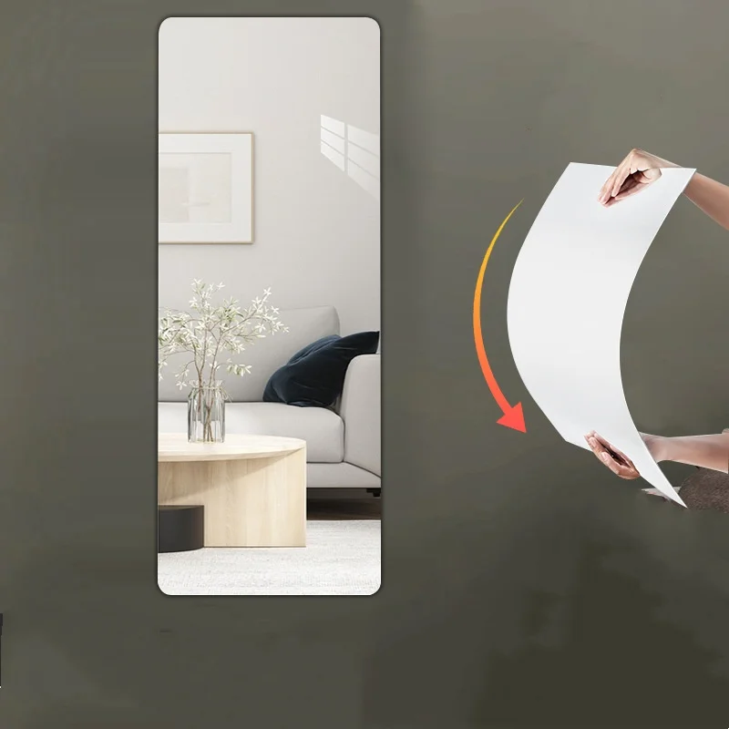 Modern 60x20cm Rectangle Acrylic Mirror Sheet Self-Adhesive Wall Mirror Bathroom Bedroom Decoration Art Deco Featuring Oval