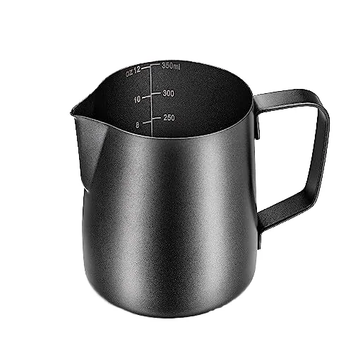 Milk Frothing Pitcher, 12 Oz Milk Frother Steamer Cup Stainless Steel Espresso Cup