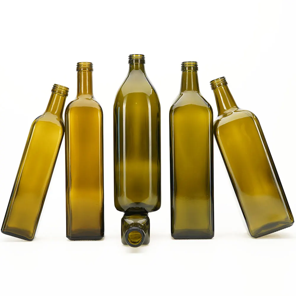 Квадратная антикварная зеленая стеклянная бутылка VISTA для пищевых продуктов 250 мл 500 750 1000 оливкового масла с алюминиевой крышкой
