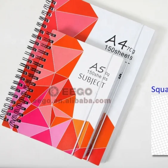 High Quality Note Book College Ruled 150 School Sheets 300 pages A4 A5 Subject Spiral Notebook With Elastic Band