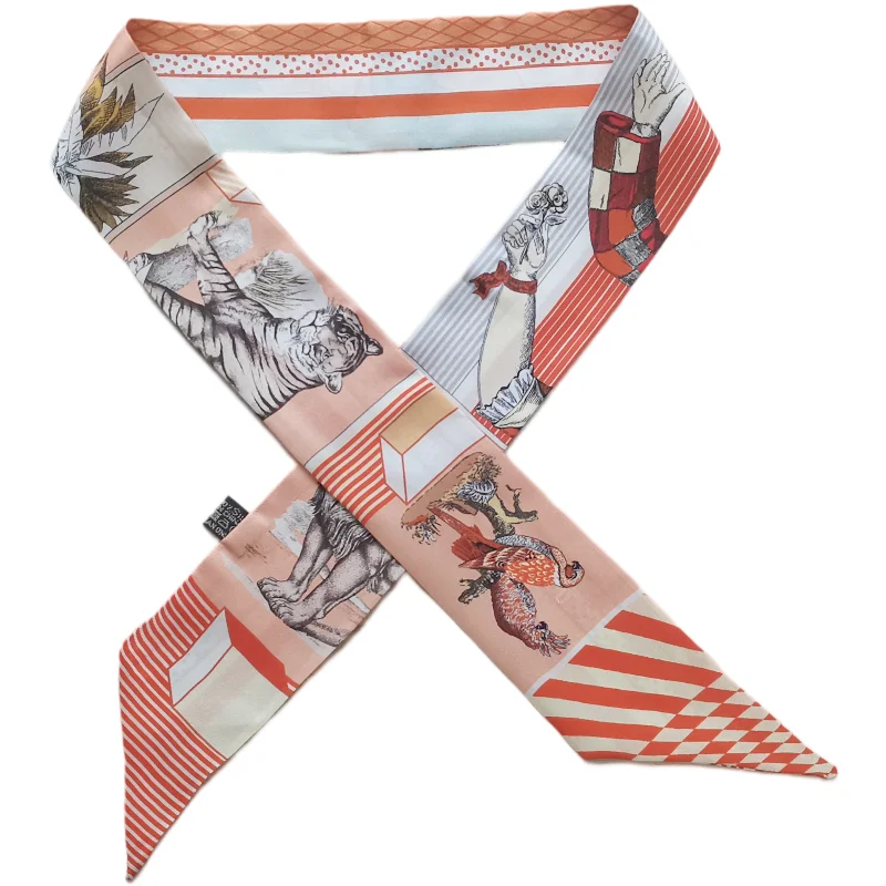 100% Silk Neck Scarf  Silk Bag scarf Silk Hair Scarf