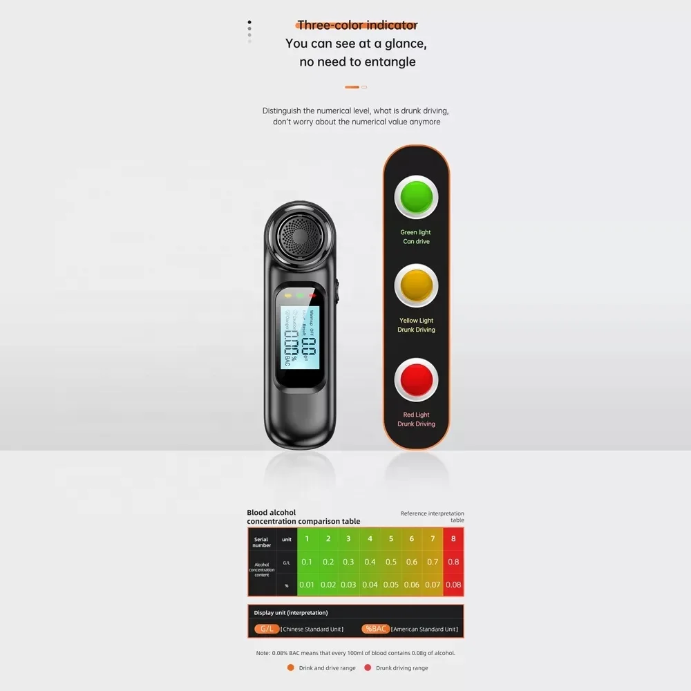 New arrival breathalyzer non-contact breathe alcohol tester with LCD digital alcohol checker japanese and english version