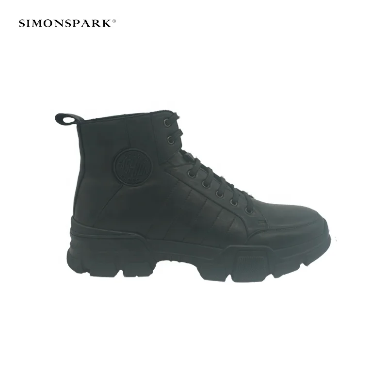High Quality Gunie Leather Black Color Lace up Light Weight Water Proof Man Ankle Boots for Men