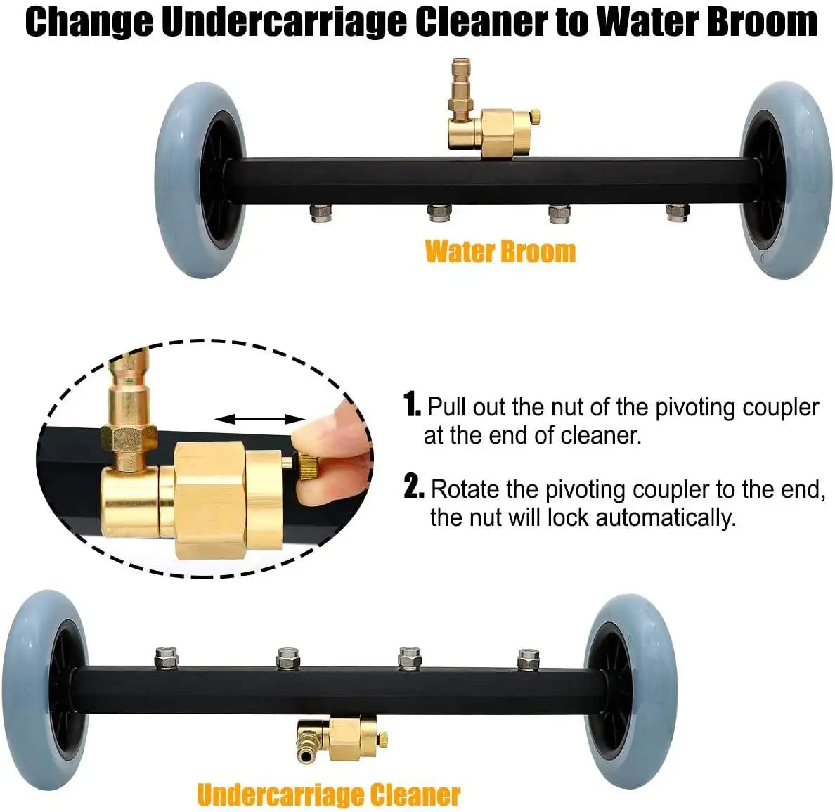 High Pressure Car Washer Commercial Detailing Underbody Lance Water Broom With Wheel