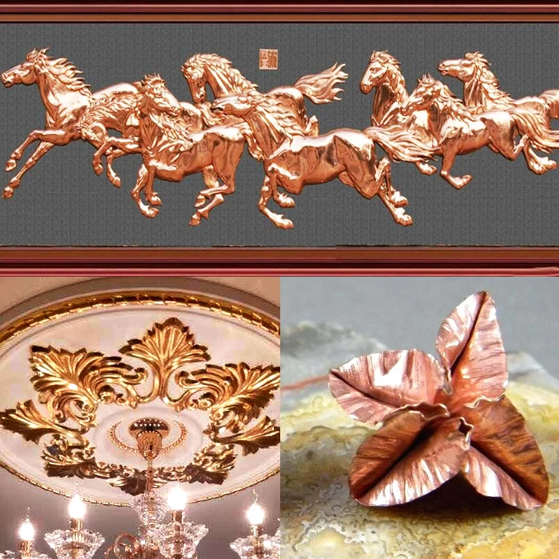 Factory Price #0 16*16cm 100% Pure Copper Foil for Gilding Crafts Home Furniture Decoration Rose Gold Color Foil Sheet