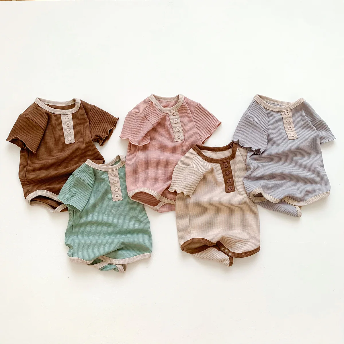 Peleles De Bebe Newborn Clothes Snap Button Spandex Cotton Ribbed 0-24m Baby Girls Rompers