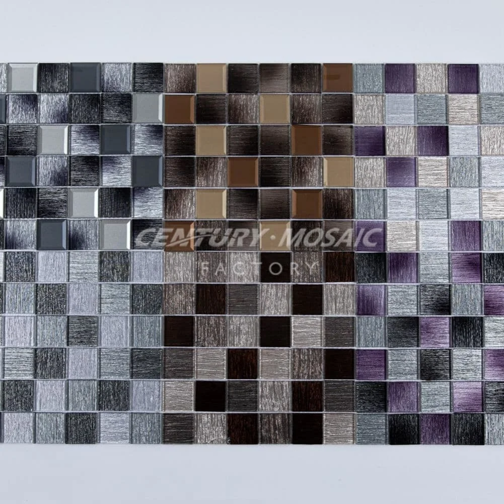 Century Mosaic 48mm Mixed Color Square Laminating Crystal Glass Mosaic Tile For Wall Decor