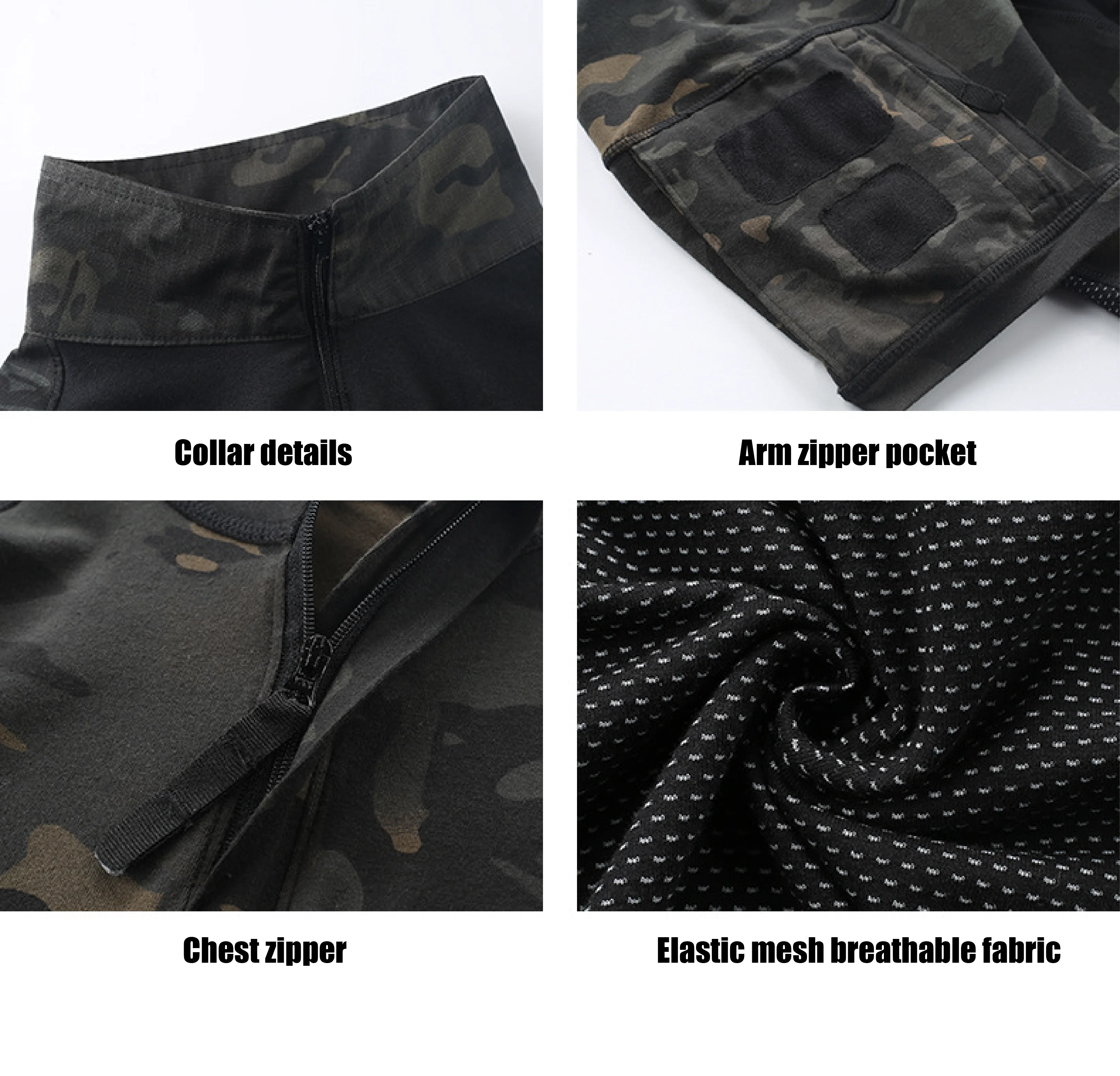 Wholesale outdoor Security black green men camouflage tactical cloth t-shirt uniform Frog Combat suit