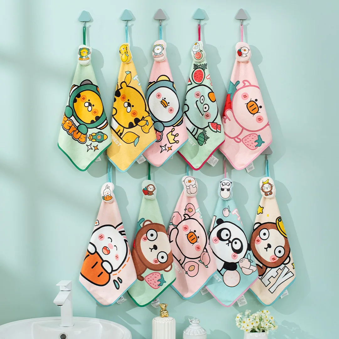 Cartoon Cute Animal Print Noserag Hanging Hand Towel for Kids Children