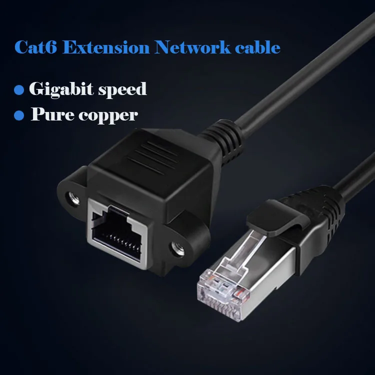 Extension Network LAN Cable Patch Cord Cable Factory Price RJ45 Male to RJ45 Female Black PVC Poly Bag Network Cat 8 Cable