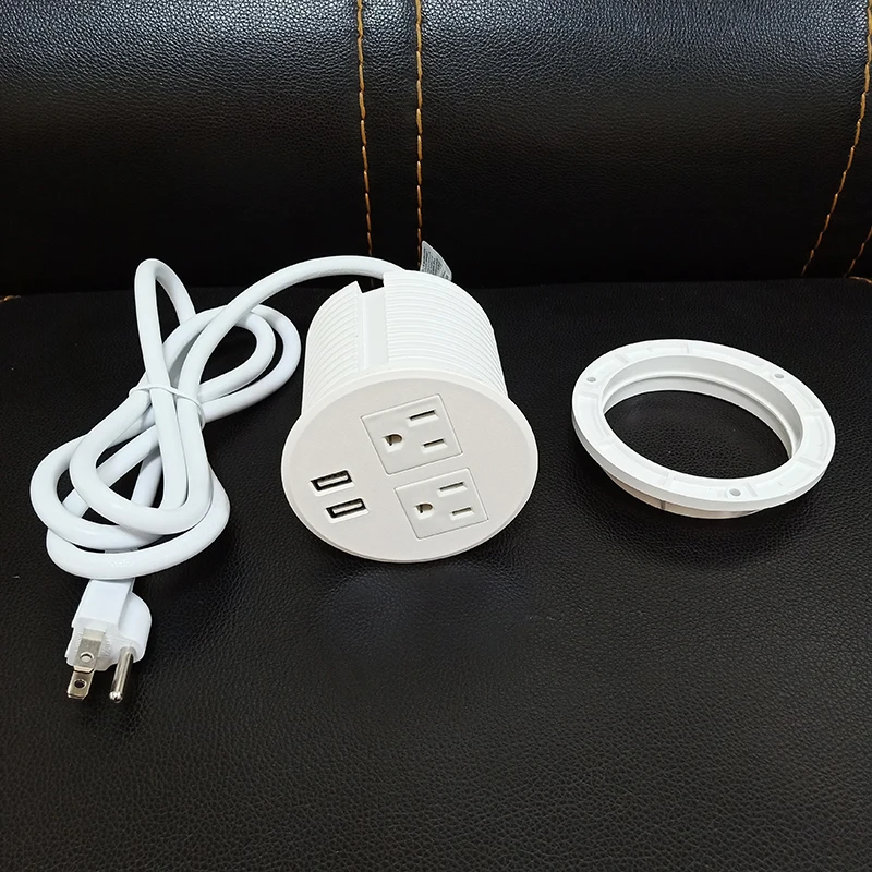 
Amazon Wholesale Chinese Factory AC Concealed mounted Safety US Round shape white color electric USB power socket outlets 