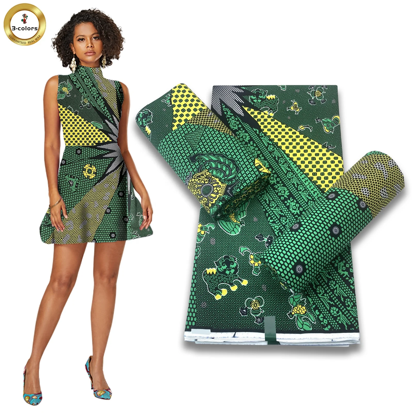 2022 popular new fashion 100% cotton african wax fabric 6 yards for costume