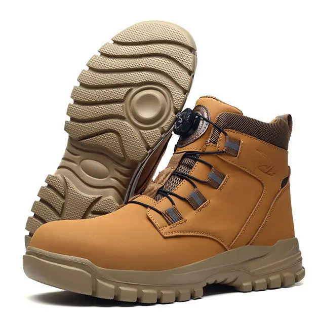 Custom LOGO steel toe shoes heavy duty construction microfiber leather safety boots anti slip martin work boots
