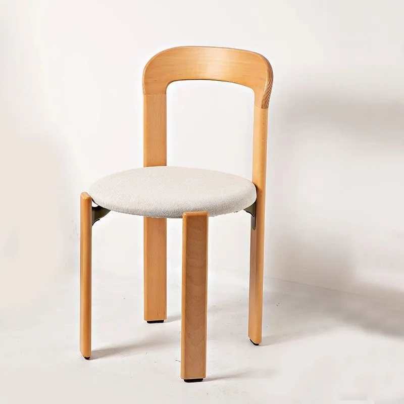 Light luxury solid wood dining side chair modern nordic household dining table and chairs small household stackable restaurant