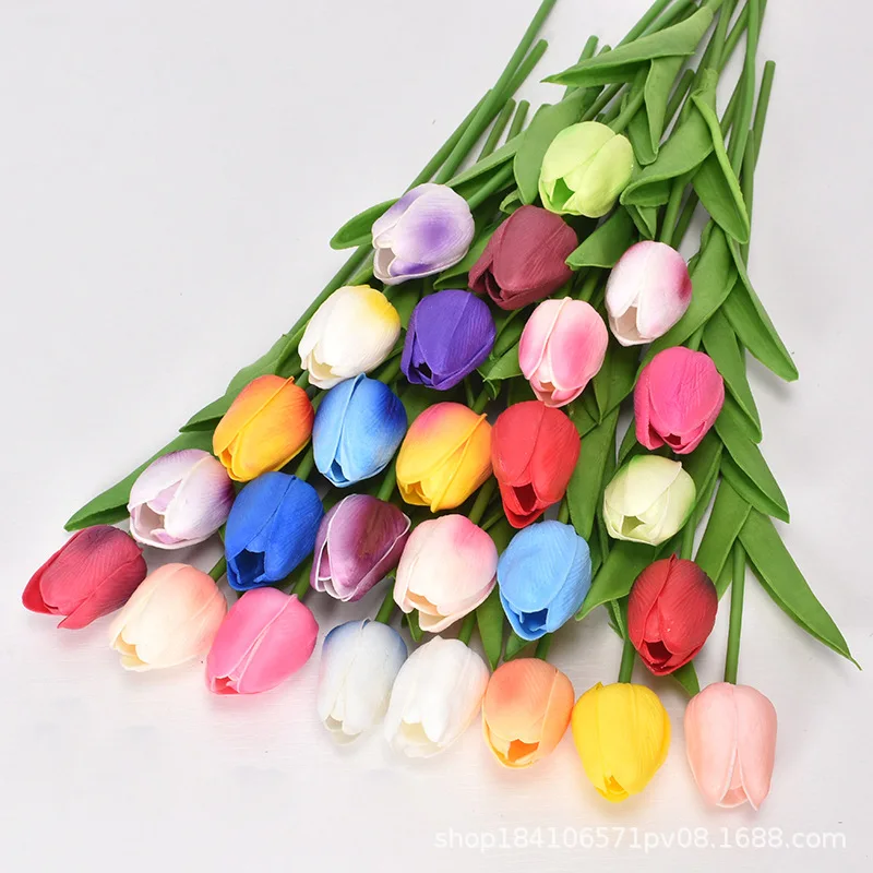 Wholesale Wedding Party Mini Pu Flower Home Decoration Tulips Artificial Real Touch Flower