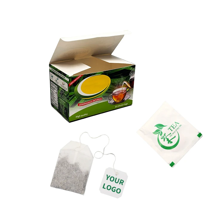 Customizable outer packaging of In Stock Biodegradable Tea Bags With Cotton Draw Strings Eco Wood Pulp Paper  Tea Bags