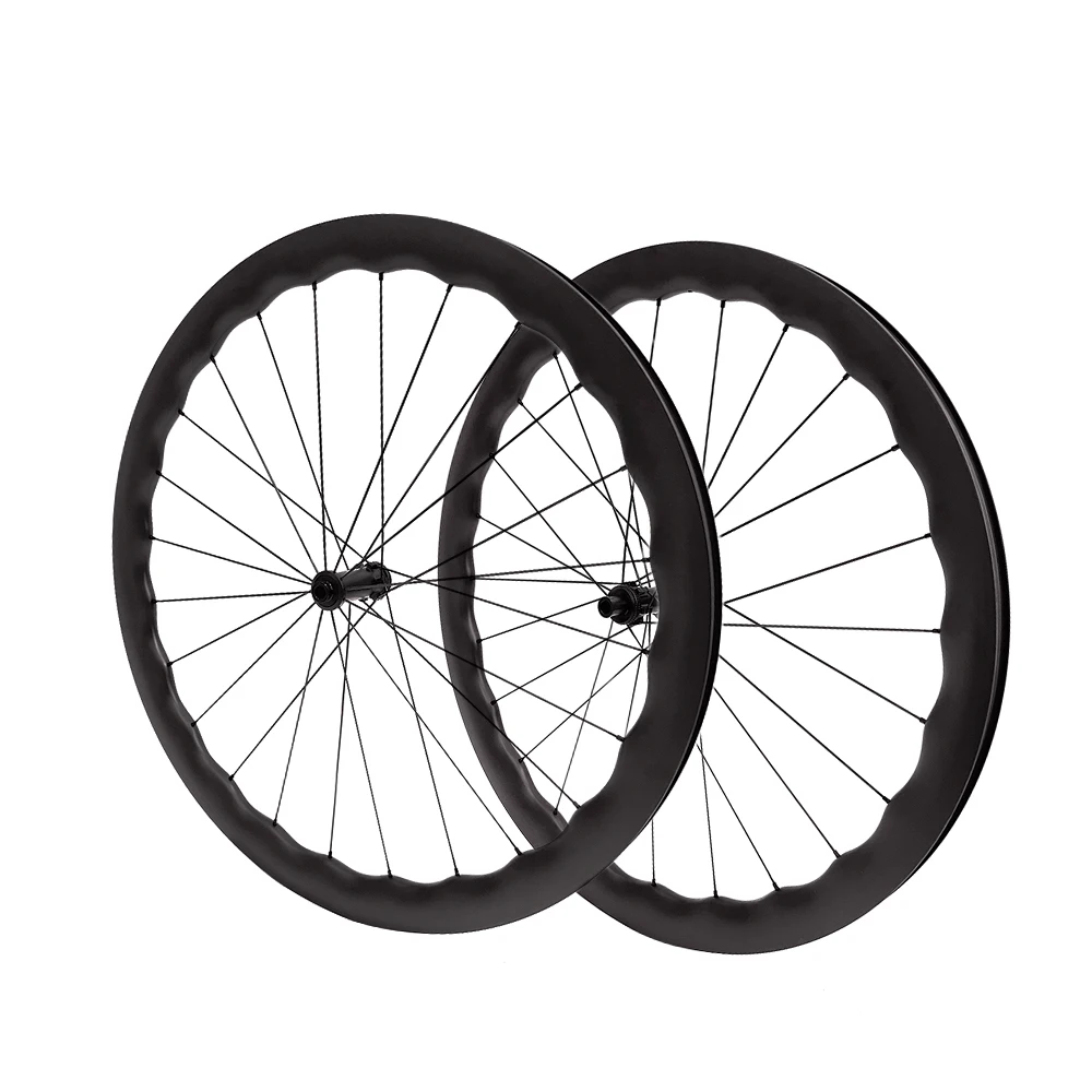 Airwolf  super light Wave Rim Carbon Bicycle Wheelset Disc Brake Gravel Wheels carbon wheelset 700C for Road Gravel Bicycle