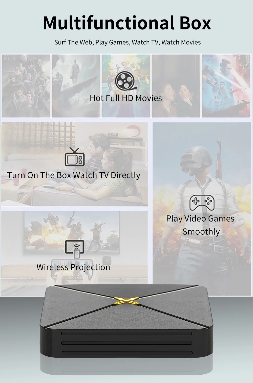 Factory promotion cheap price Android 12  DDR4 2GB dual wifi support 4K TV online watch remote update amlogic android tv box