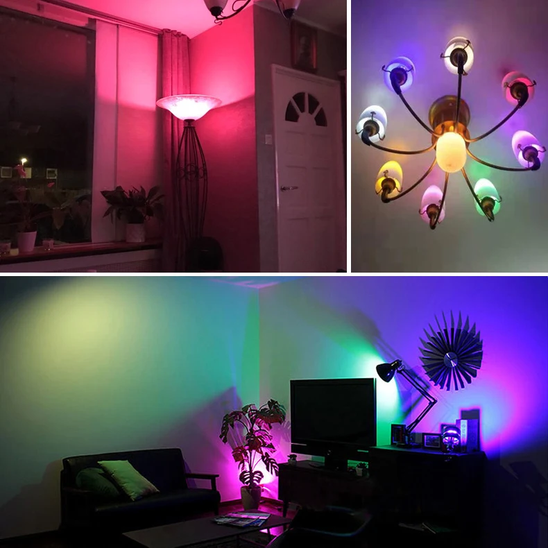 
HOMIFINE Color Changing Light Dimmable Screw Base E26 E27 Mood Flood Light RGB LED Light Bulb with Remote Control 