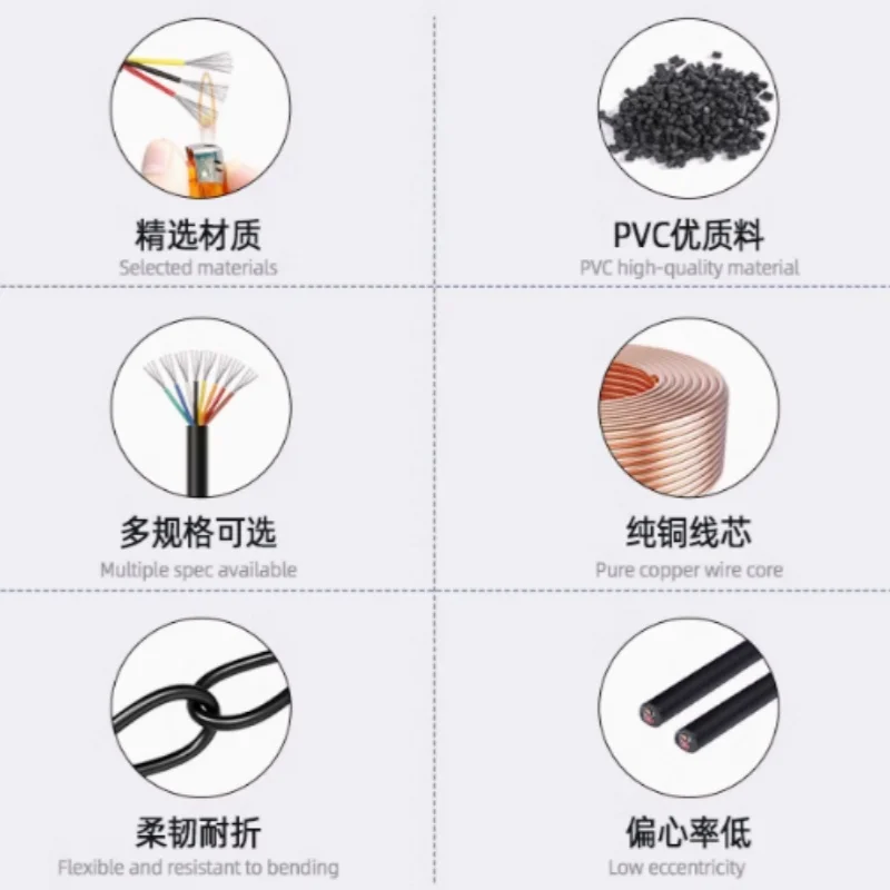 20/22/24/26AWG Power Control Non-shield  & Shielded Cable 2 3 4 5 6 8  10 Core  Power Cable