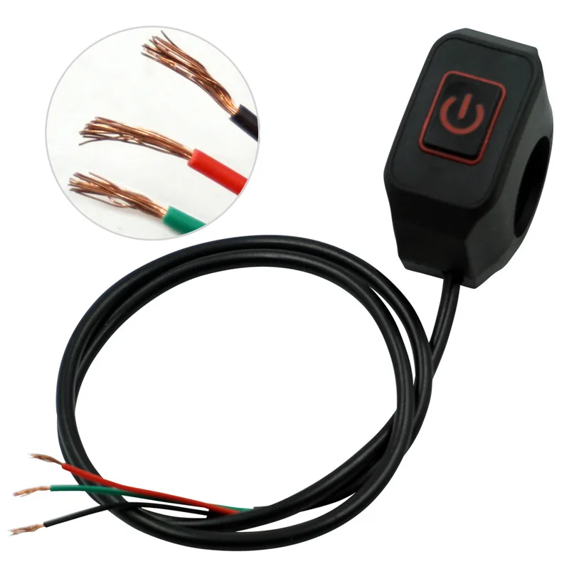 22mm Motorcycle Handlebar Switch Momentary Button For Electric Star Kill Waterproof Control Switch Button with light