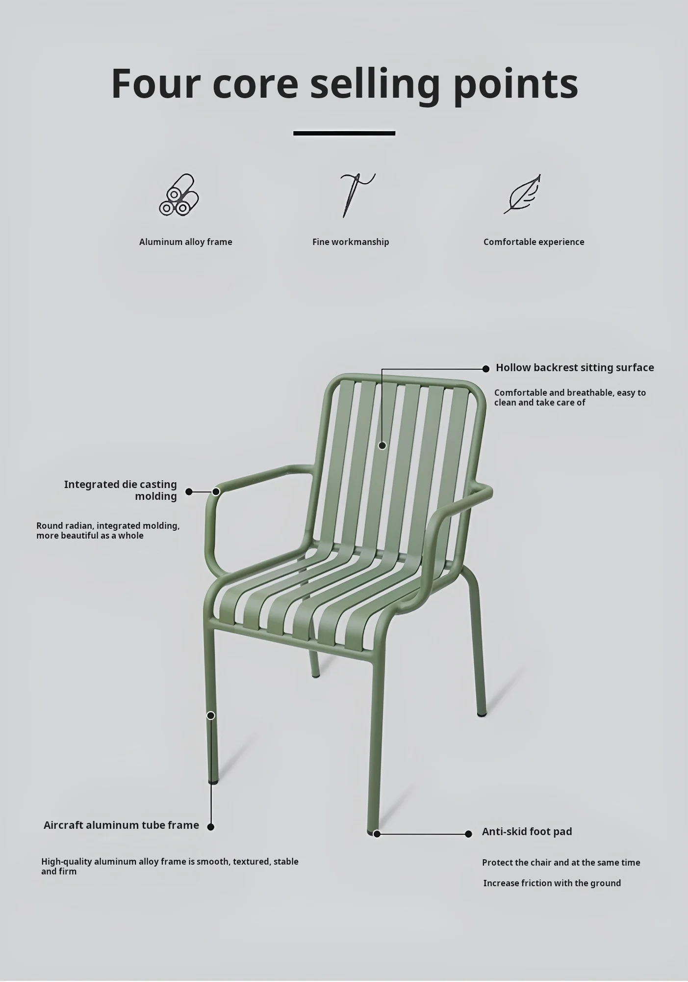 5pcs Gardentable and Chair Outdoor Metal Table Chair Garden Furniture Aluminium Table and Chair Sets Aluminum Contemporary