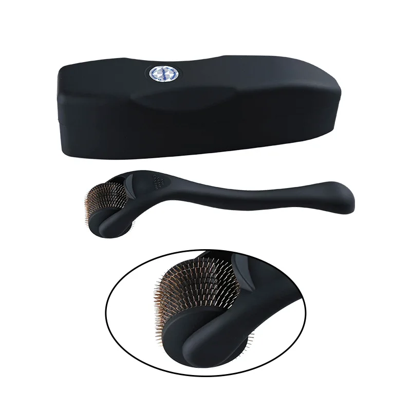 Wholesale custom logo beard grwoth 540 titanium microneedling 0.5mm matte black derma roller kit