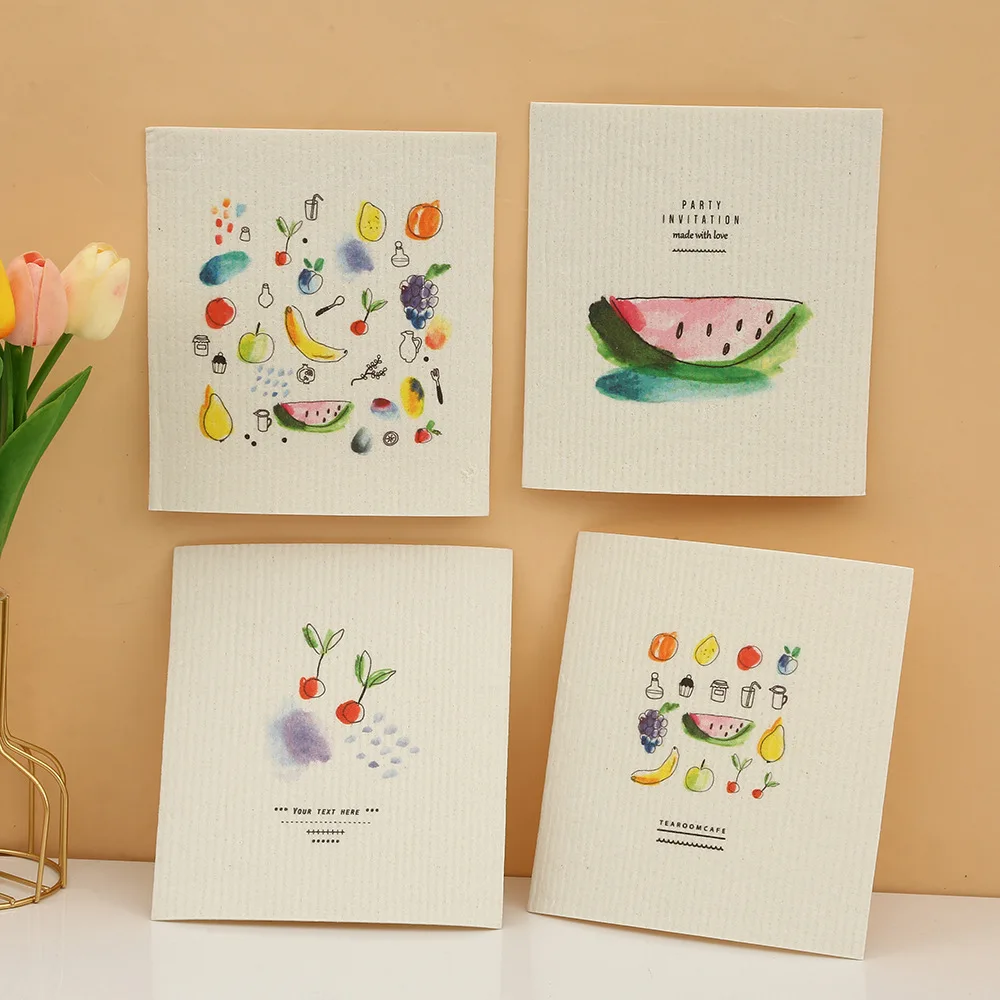 Absorbent Kitchen Dishcloth Reusable Ecofriendly Paper Towel Ins Cellulose Sponge Cleaning Cloth Sustainable Kitchen Rag 100pcs