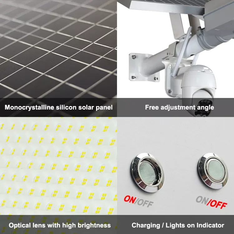 Hinergy Outdoor Waterproof  IP65 Solar Street Light with Hidden Wifi 4g Camera CCTV