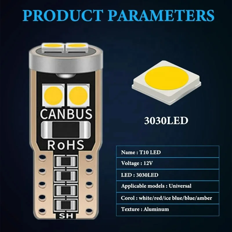 Hot 6SMD 3030 194 168 Canbus Error Free Interior Light License Plate Light Tail Dome Reading Light Canbus Led W5W Led T10 Led
