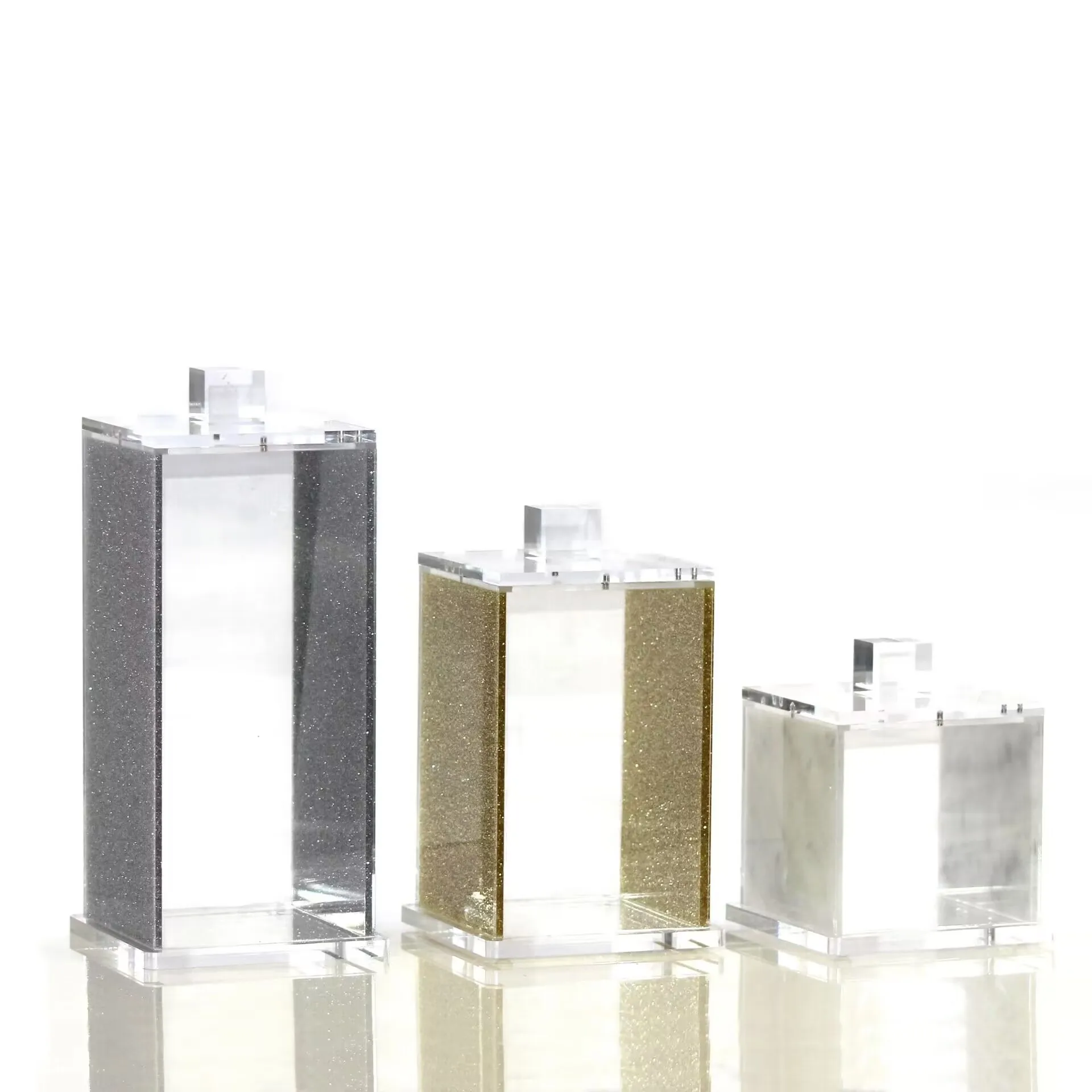 Acrylic factory customizes various models of modern simple white transparent home desktops lucite Square Canisters