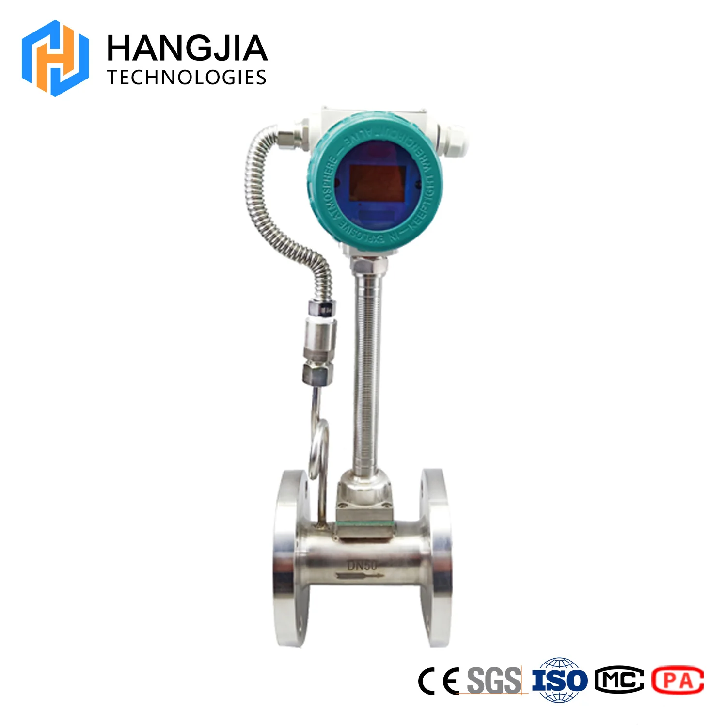 Environment Protection Metallurgy Flange Piezoelectric Vortex Flow Meter LCD display screen