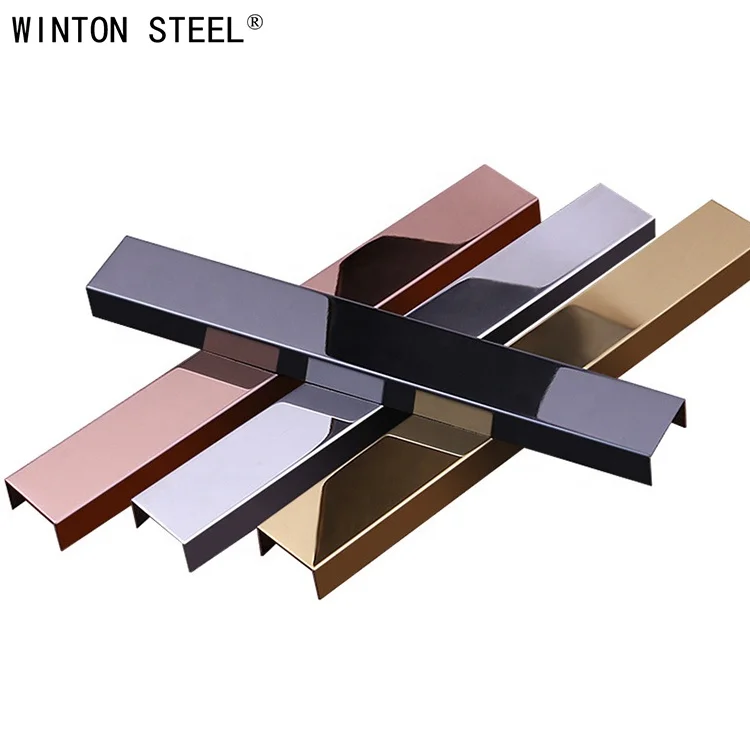 U Profile Edge Border Shaped Stainless Steel Decorative Strips Stainless Steel Ceramic Tile Trim For Wall Corner
