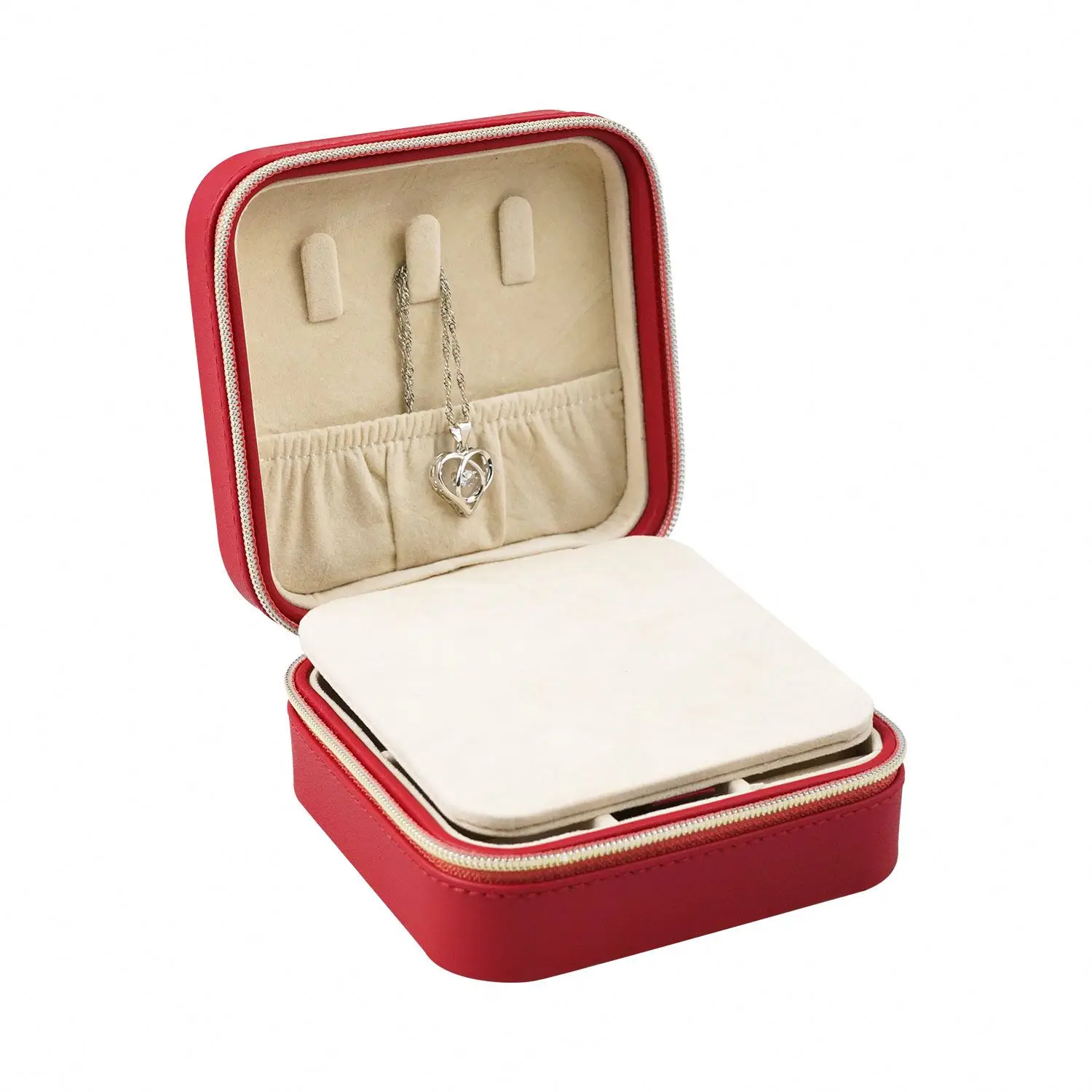 Watch Pu Leather Travel Ring Storage Mirror Custom logo Printed Gift Jewelry Box with Luxury Jewelry Packaging Velvet Box