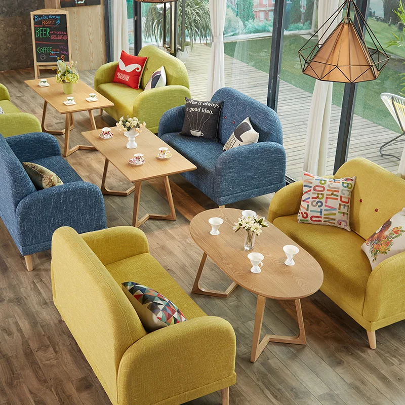 Light color fashionable two seats sofa for restaurant cafe shop modern sofa furniture