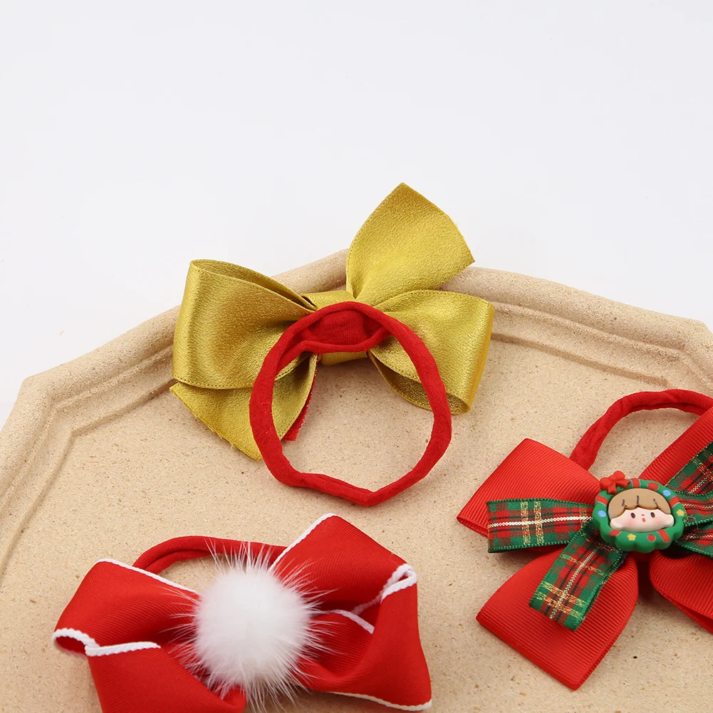 Hot Sell Baby Red Headband Christmas Nylon Hairbows Custom Print Hair Bands New Year Photography Supplies