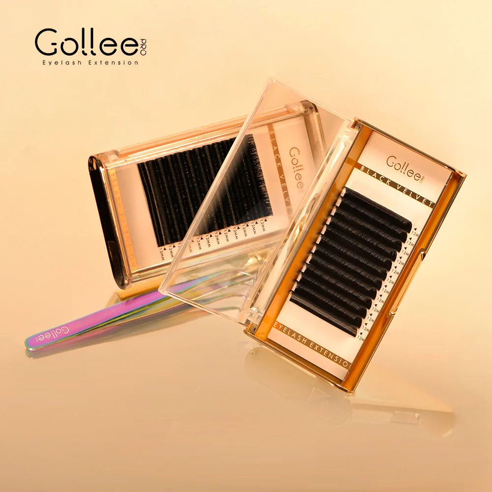 Gollee с фокусным расстоянием 25 мм Корея U Curl готовых быстро раздувает из кашемира норки человеческих волос индивидуальные частные этикетки легко дуя оптовая продажа ресниц для