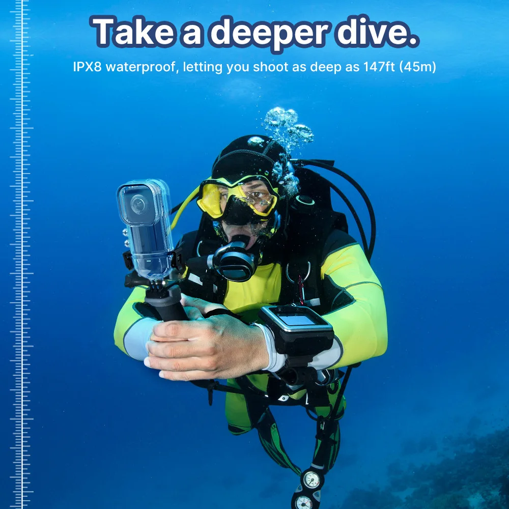 45M Waterproof Underwater Replacement Dual Lens Cage VR Action Camera Insta 360 One X3 Accessories Dive Case for Insta360