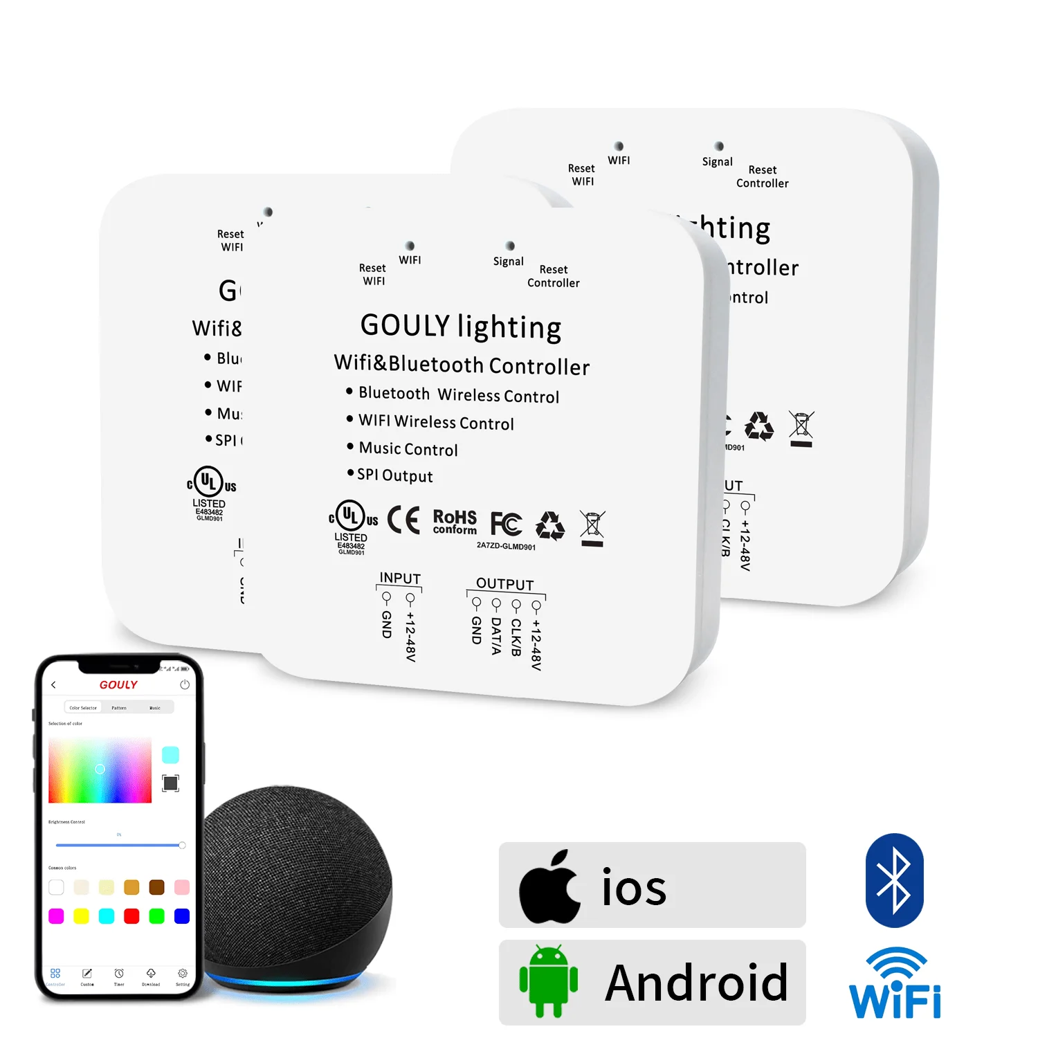 Светодиодный контроллер colorlight переключатель spi ws2812b 5 в 1903 rohs приложение для умного дома Wi-Fi светодиодный комплект музыка синхронизация голосовое