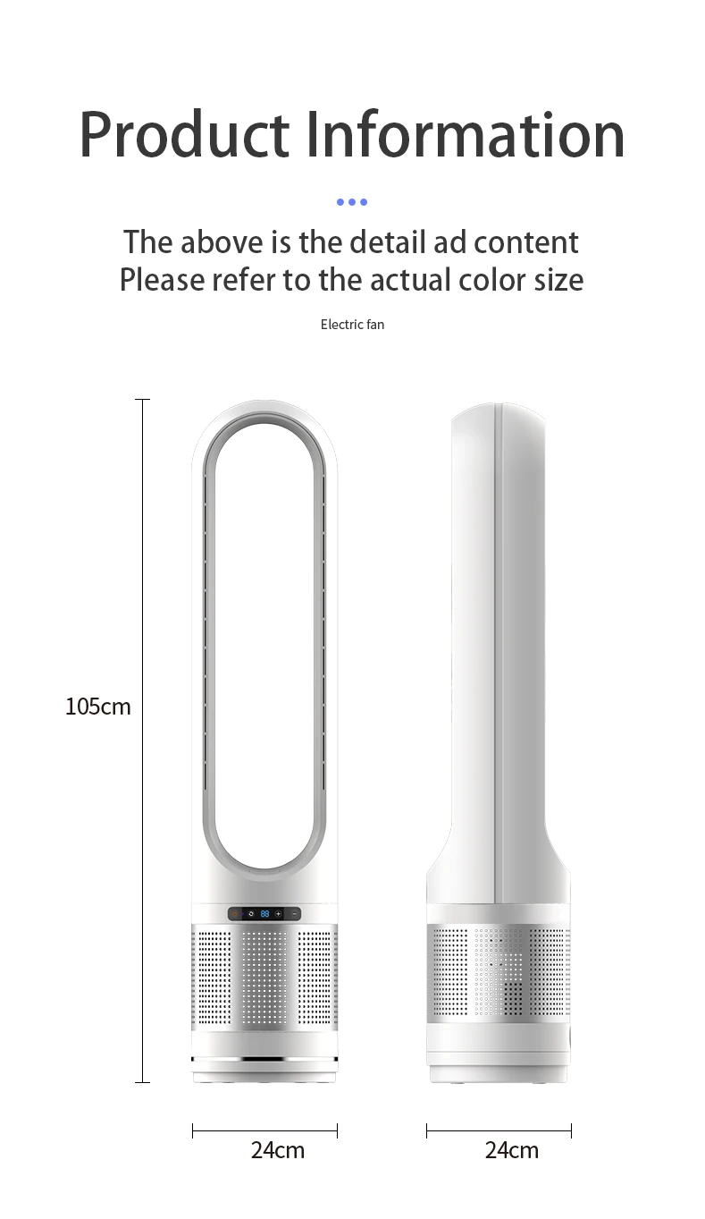 Hepa Filter Air Purifier Bladeless Fan Multifunctional Smart Home Electric Digital Plastic Floor Household CB Ce Rohs EMC 240