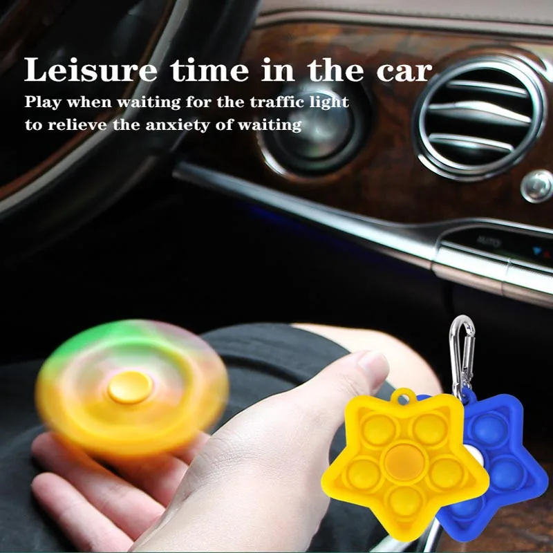 Juguetes Para Los Ninos Educational Kids Gift Key Chain Finger Bubble Spinner Star Fidget Toys